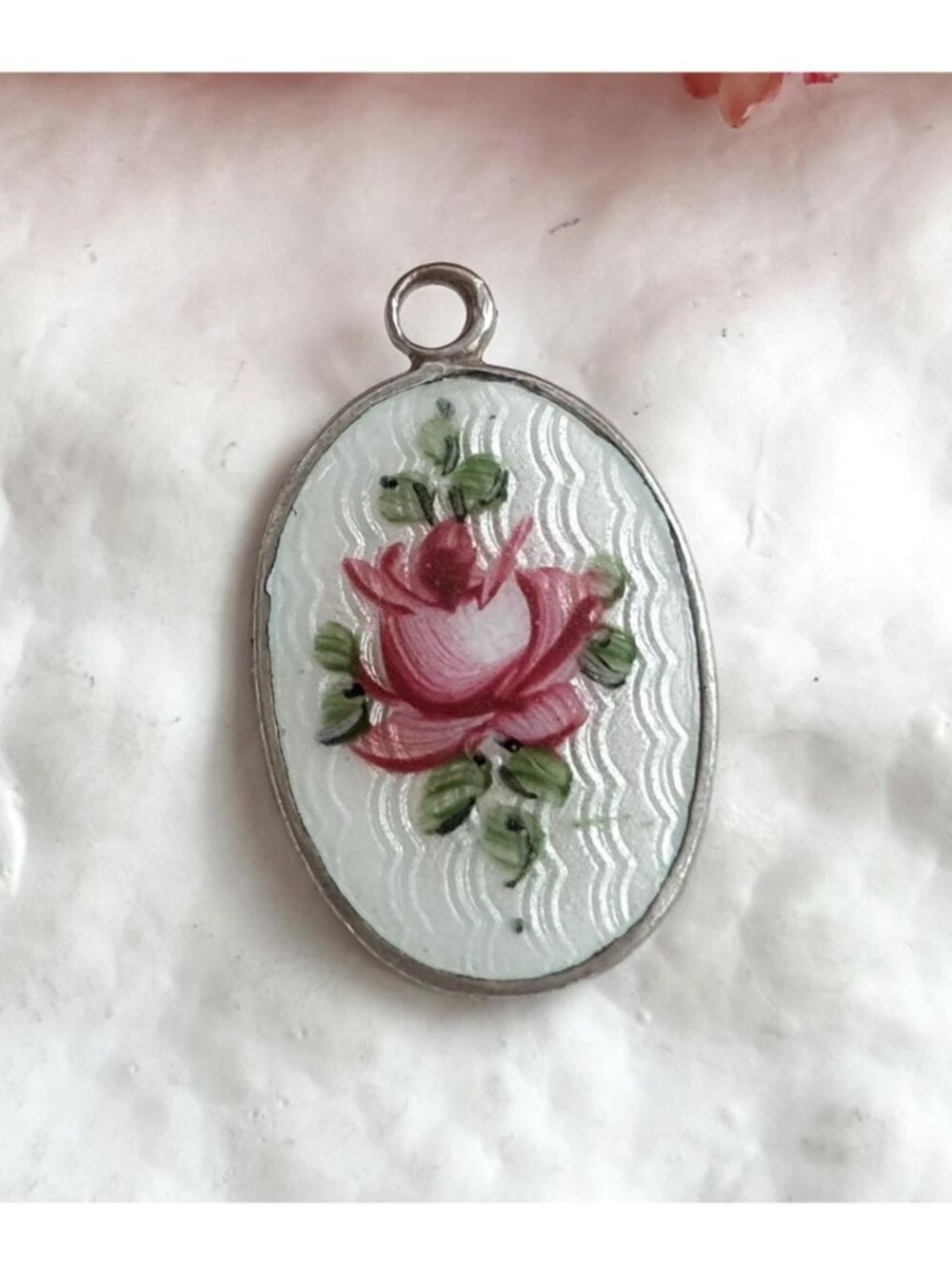 Floral Guilloche St. Joseph Pray for Us Sterling Silver 925 Vintage Pendant